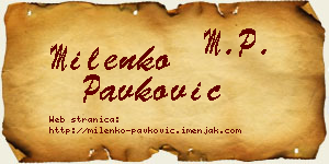Milenko Pavković vizit kartica